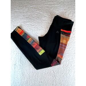 RBX Women's Size M Active Leggings Black Multi Color Tribal Print Athletic